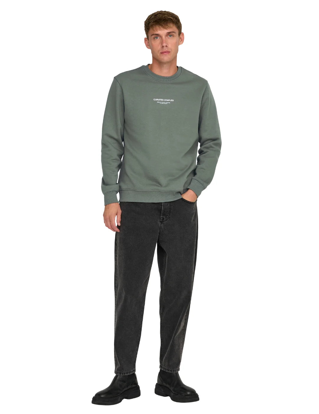 Sudadera ONLY&SONS Curated Verde | Bicos de Fío