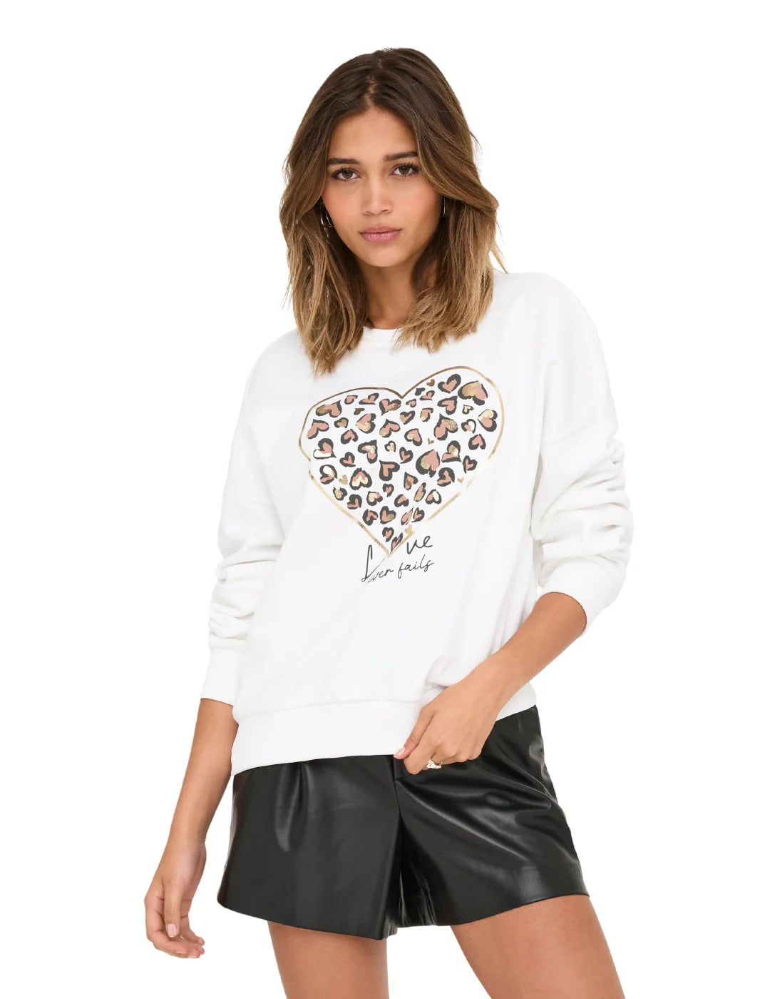 Sudadera ONLY Tammie Corazón Blanco | Bicos de Fío