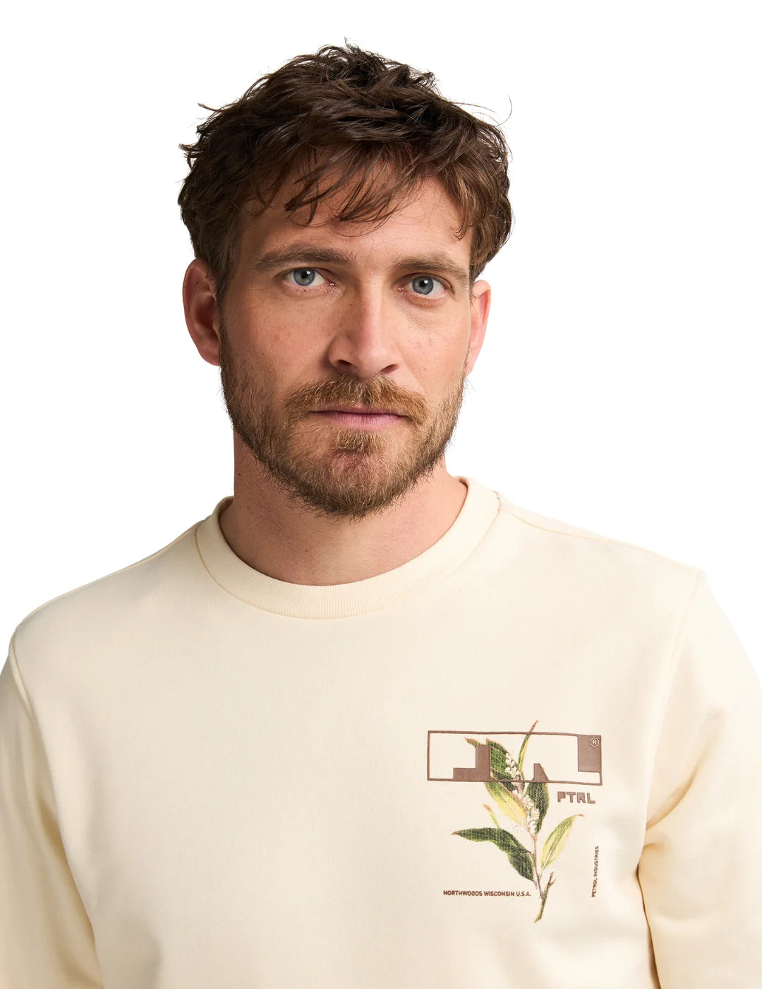 Sudadera Petrol Industries Logo Flor Beige | Bicos de Fío