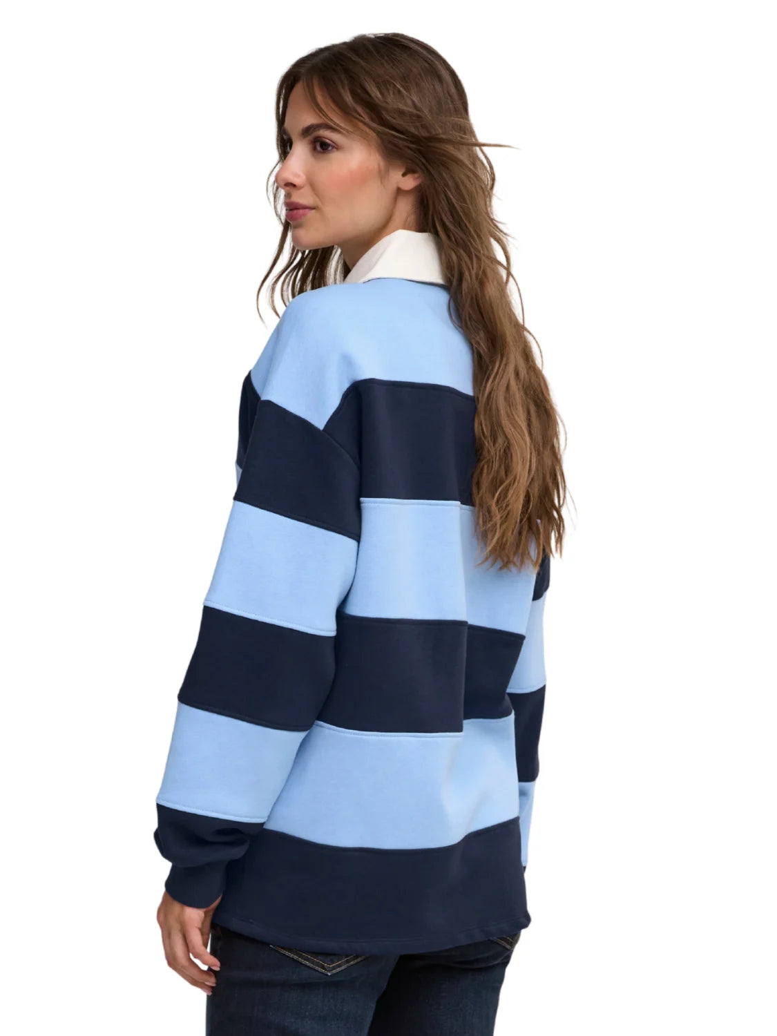 Sudadera Polo ONLY Nara Rayas Azul | Bicos de Fío
