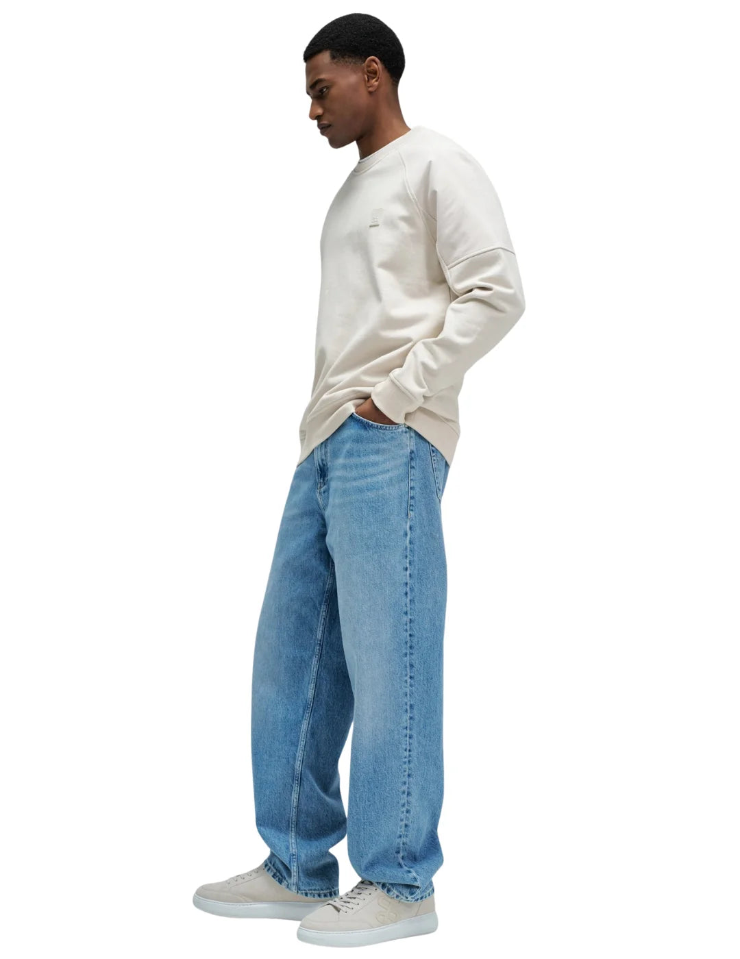 Sudadera Salsa Jeans Logo Cuadrado Beige | Bicos de Fío