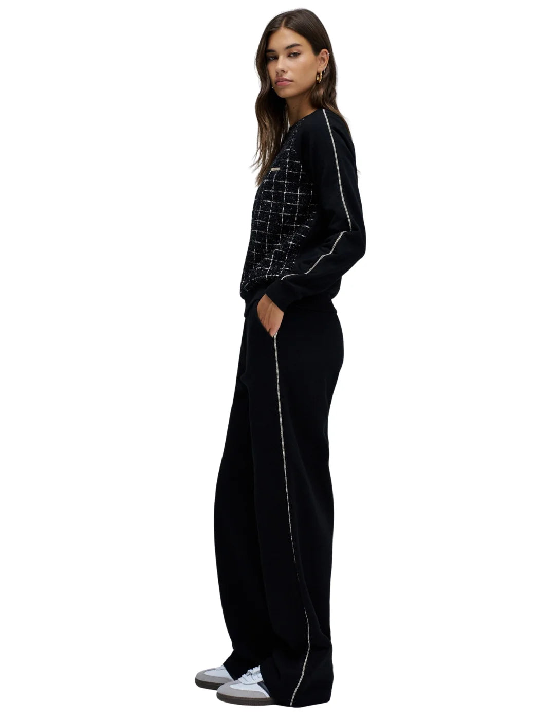 Sudadera Tweed Salsa Jeans Negro | Bicos de Fío