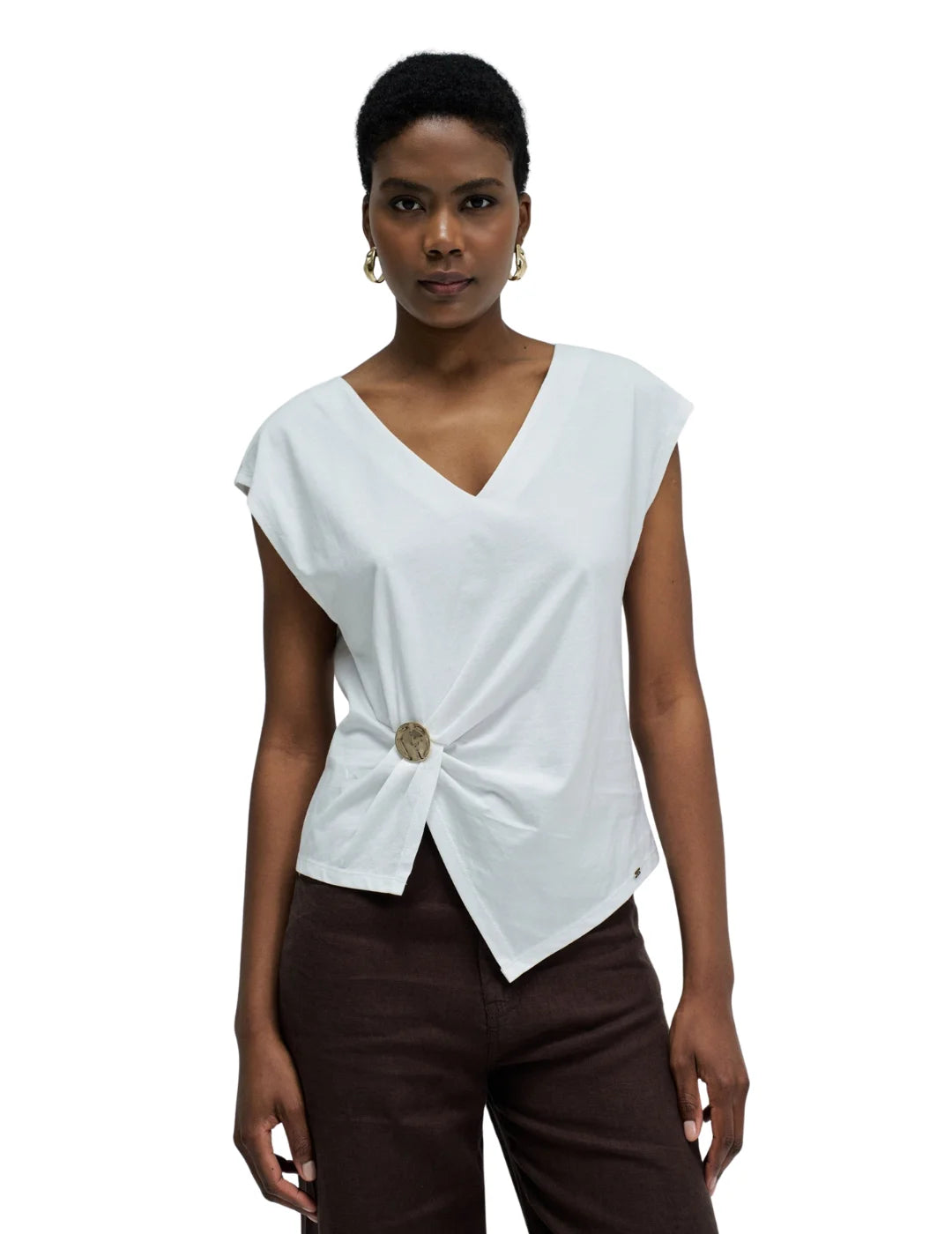 Top Asimétrico Salsa Jeans Metal Blanco