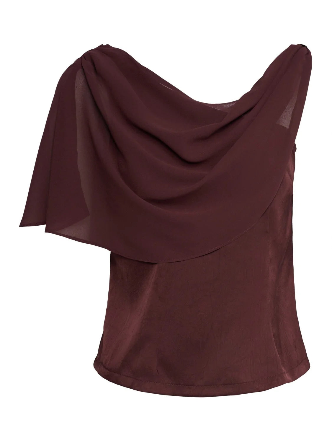 Top Asimétrico Volante Salsa Jeans Marrón | Bicos de Fío