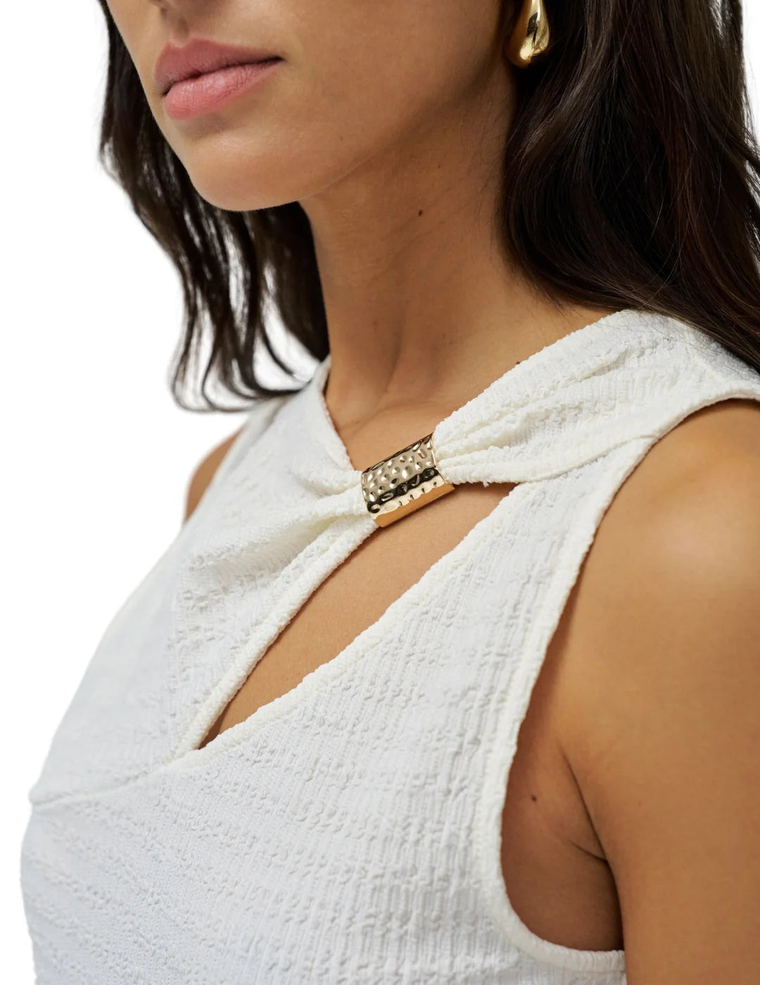 Top Textura Aplique Salsa Jeans Blanco | Bicos de Fío