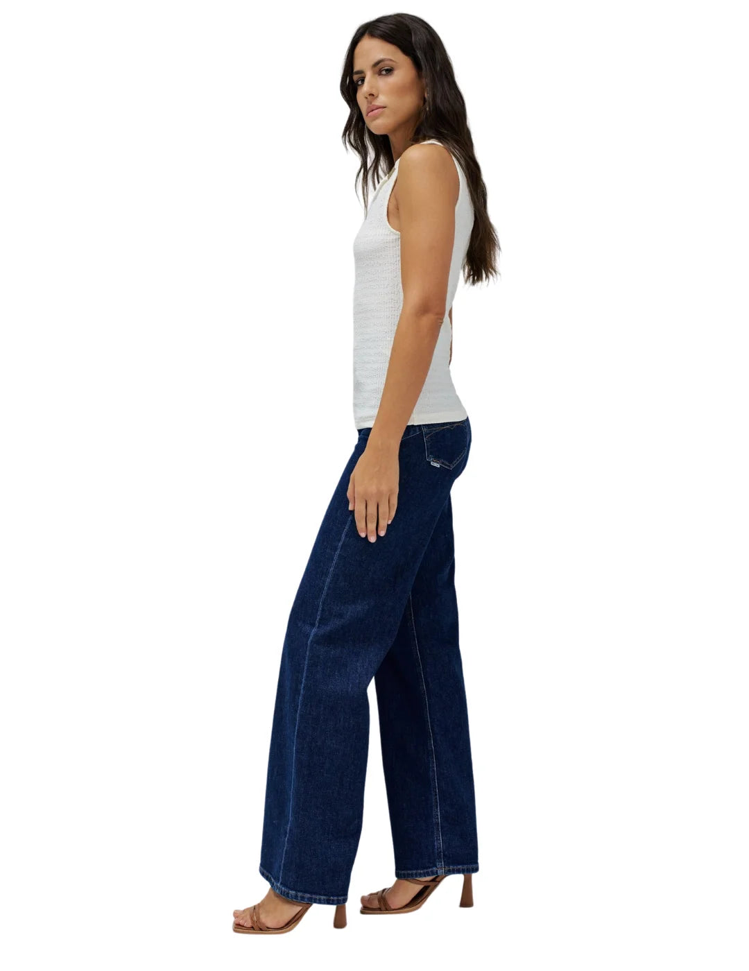 Top Textura Aplique Salsa Jeans Blanco | Bicos de Fío