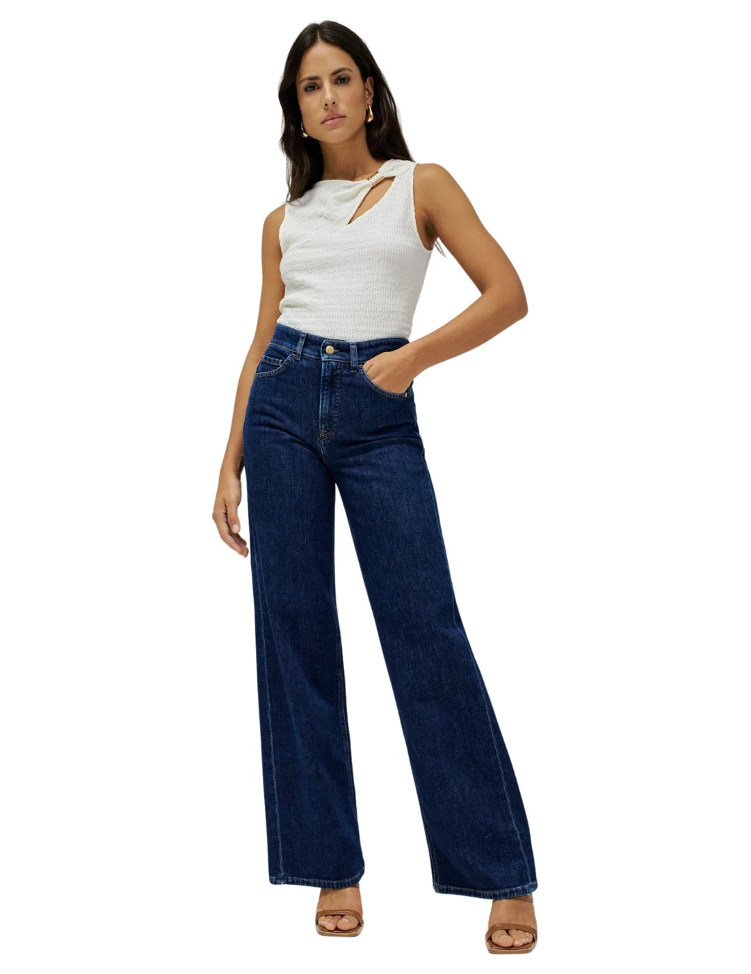 Top Textura Aplique Salsa Jeans Blanco | Bicos de Fío