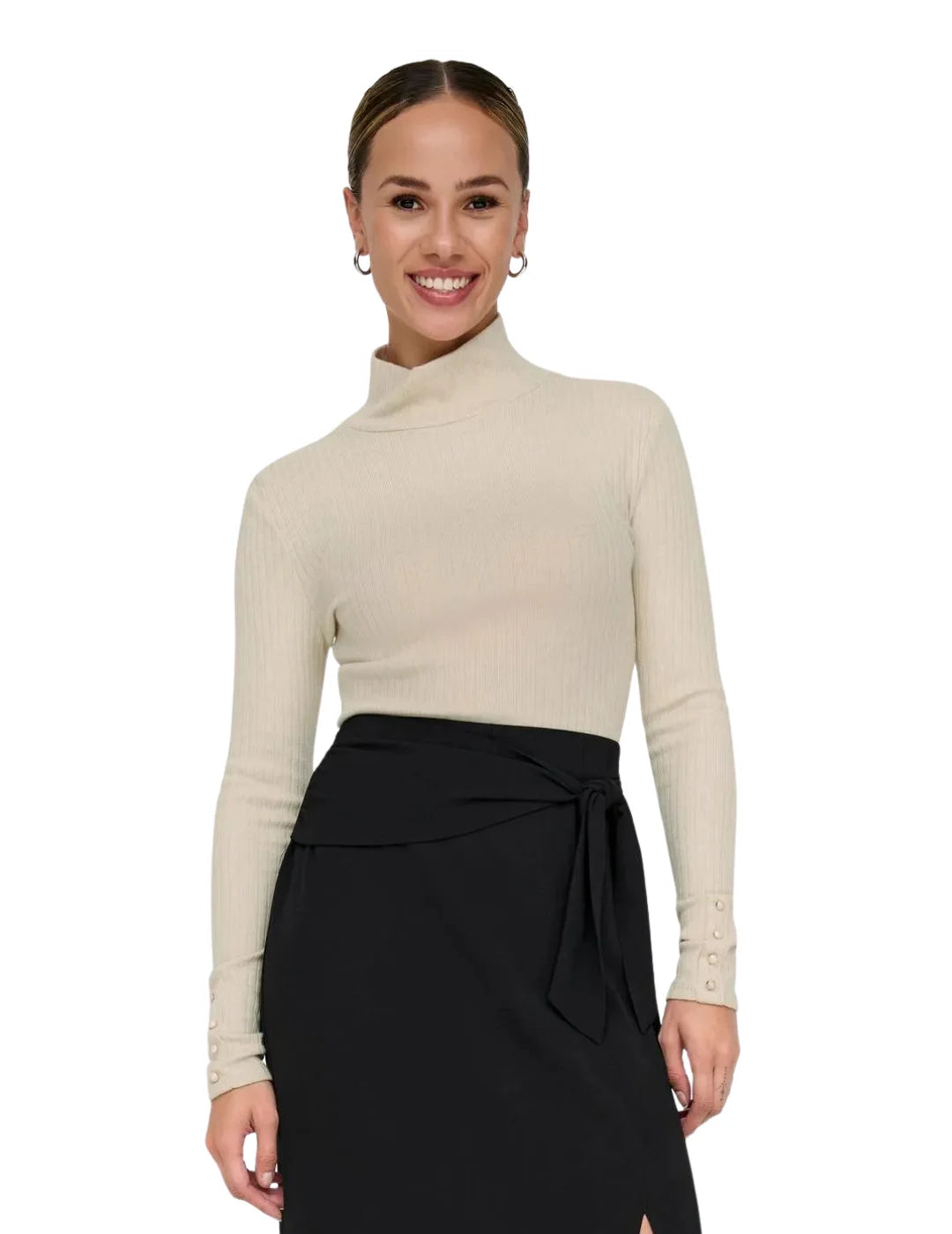 Top Cuello Alto Only Piper Beige | Bicos de Fío