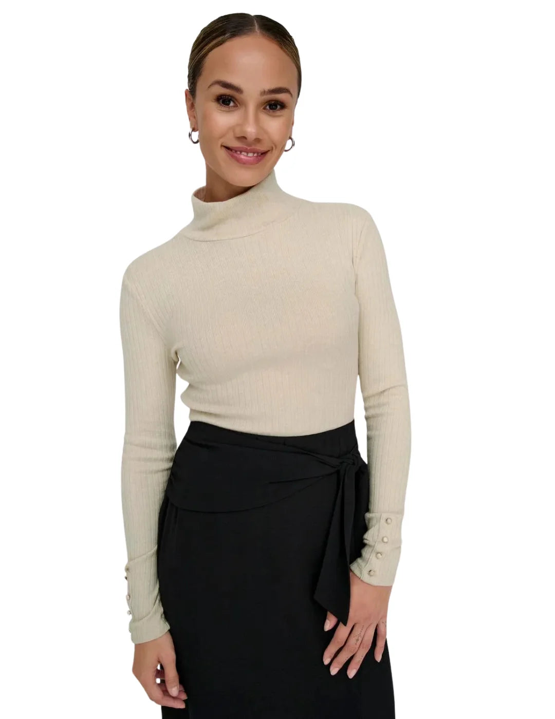 Top Cuello Alto Only Piper Beige | Bicos de Fío