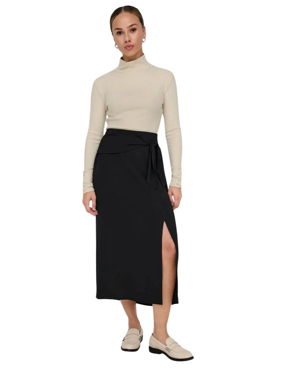 Top Cuello Alto Only Piper Beige | Bicos de Fío