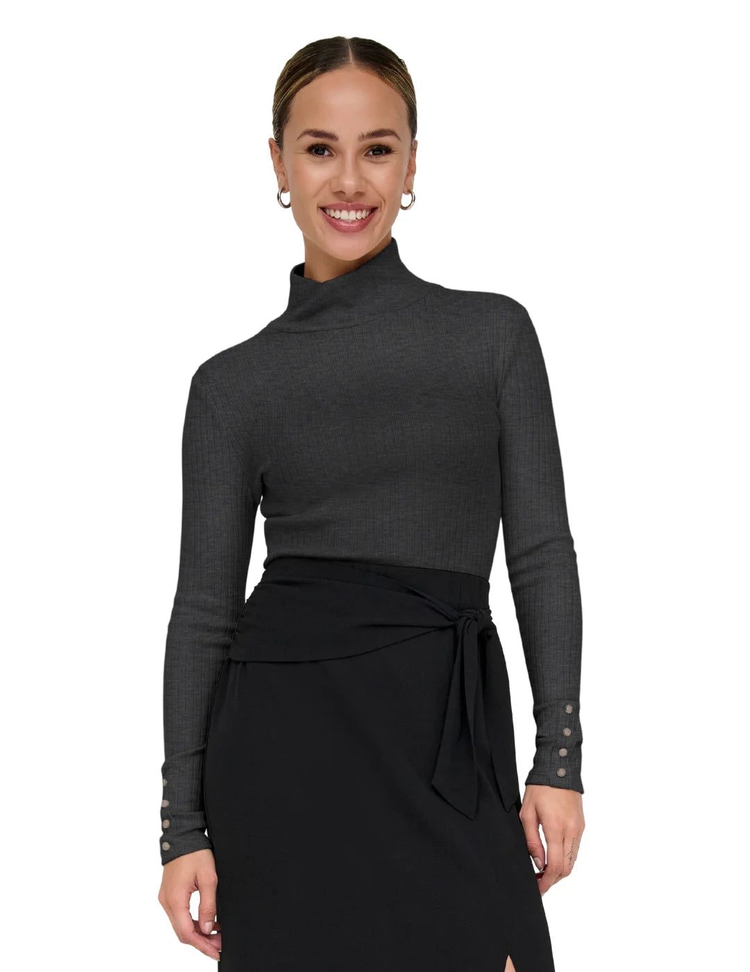 Top Cuello Alto Only Piper Negro | Bicos de Fío