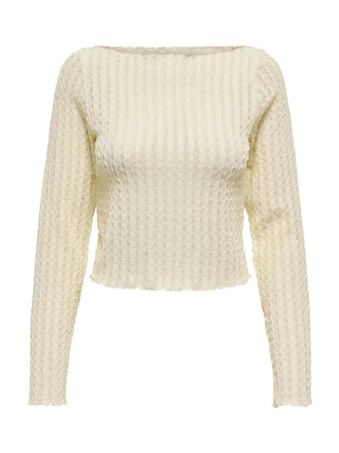 Top Cuello Barco ONLY Noor Beige - Bicos de Fío