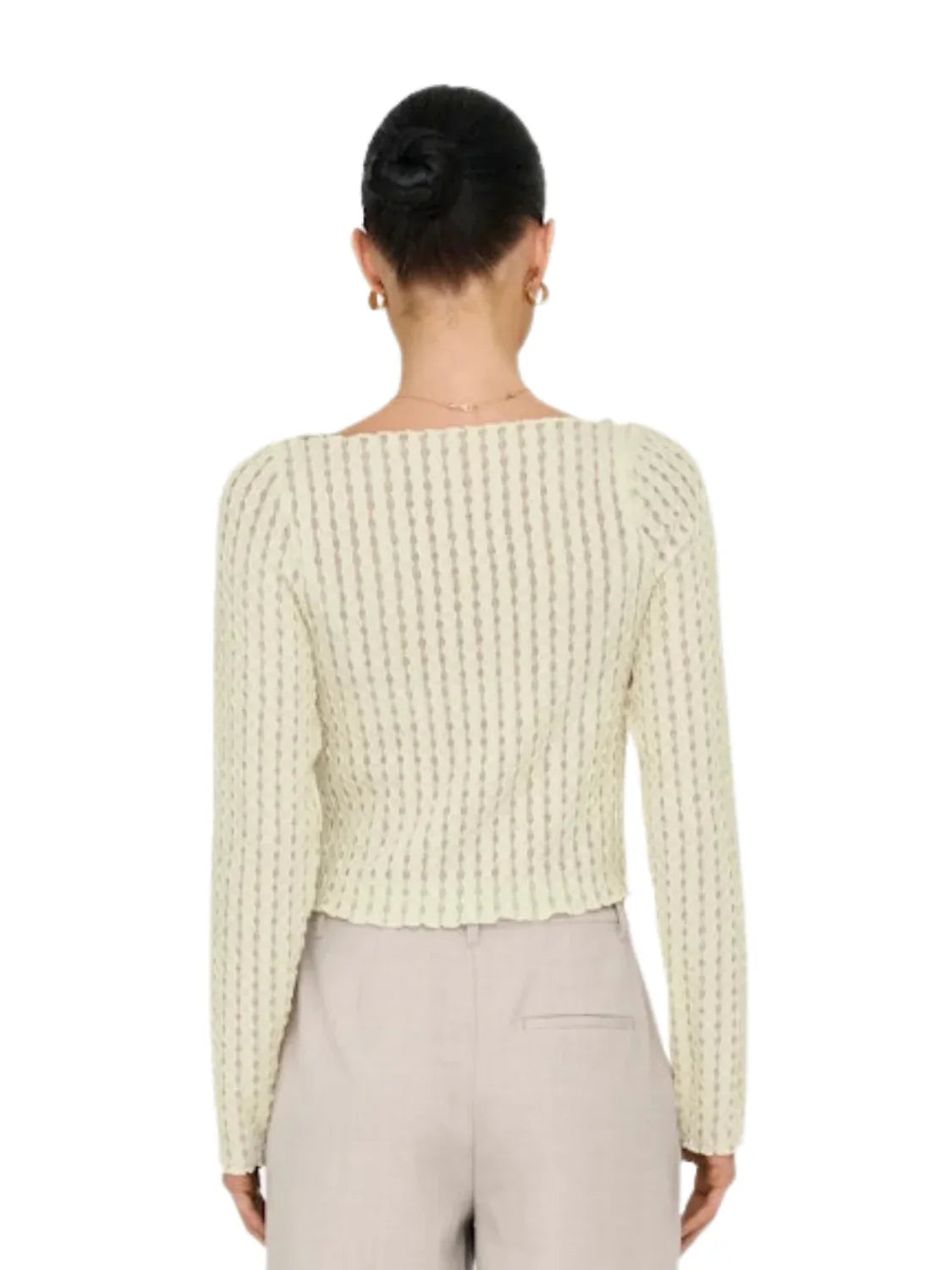 Top Cuello Barco ONLY Noor Beige - Bicos de Fío