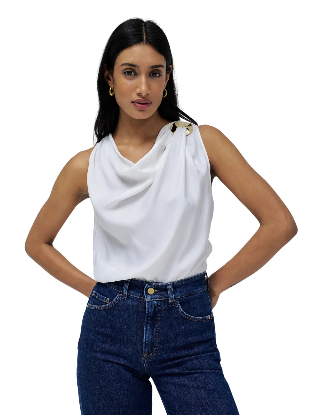 Top Drapeado Metal Salsa Jeans Blanco | Bicos de Fío
