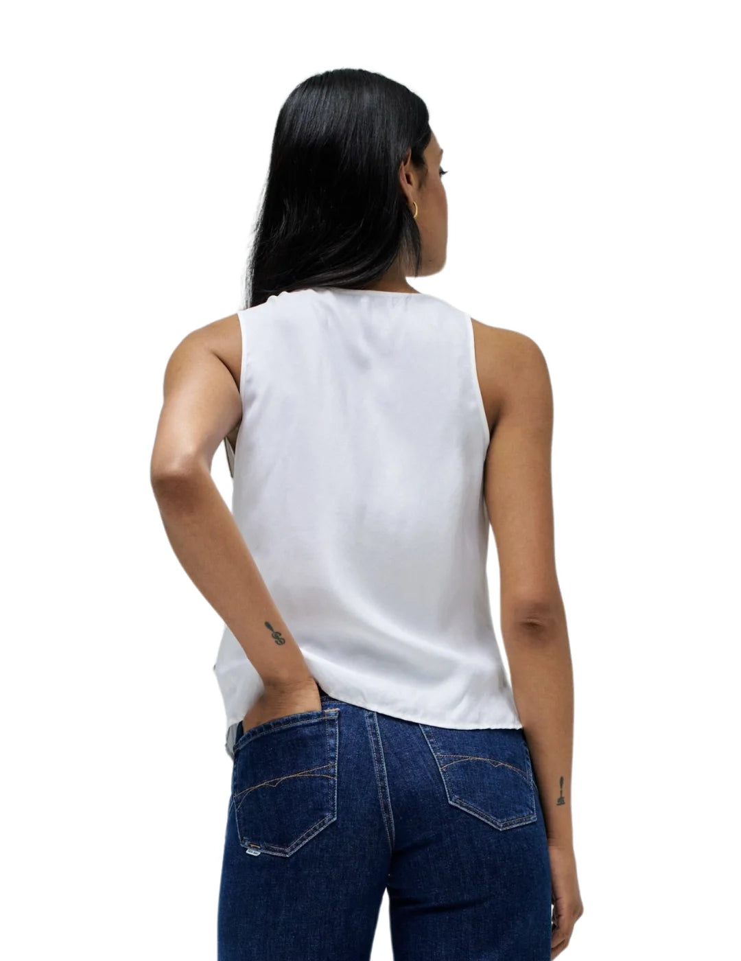 Top Drapeado Metal Salsa Jeans Blanco | Bicos de Fío