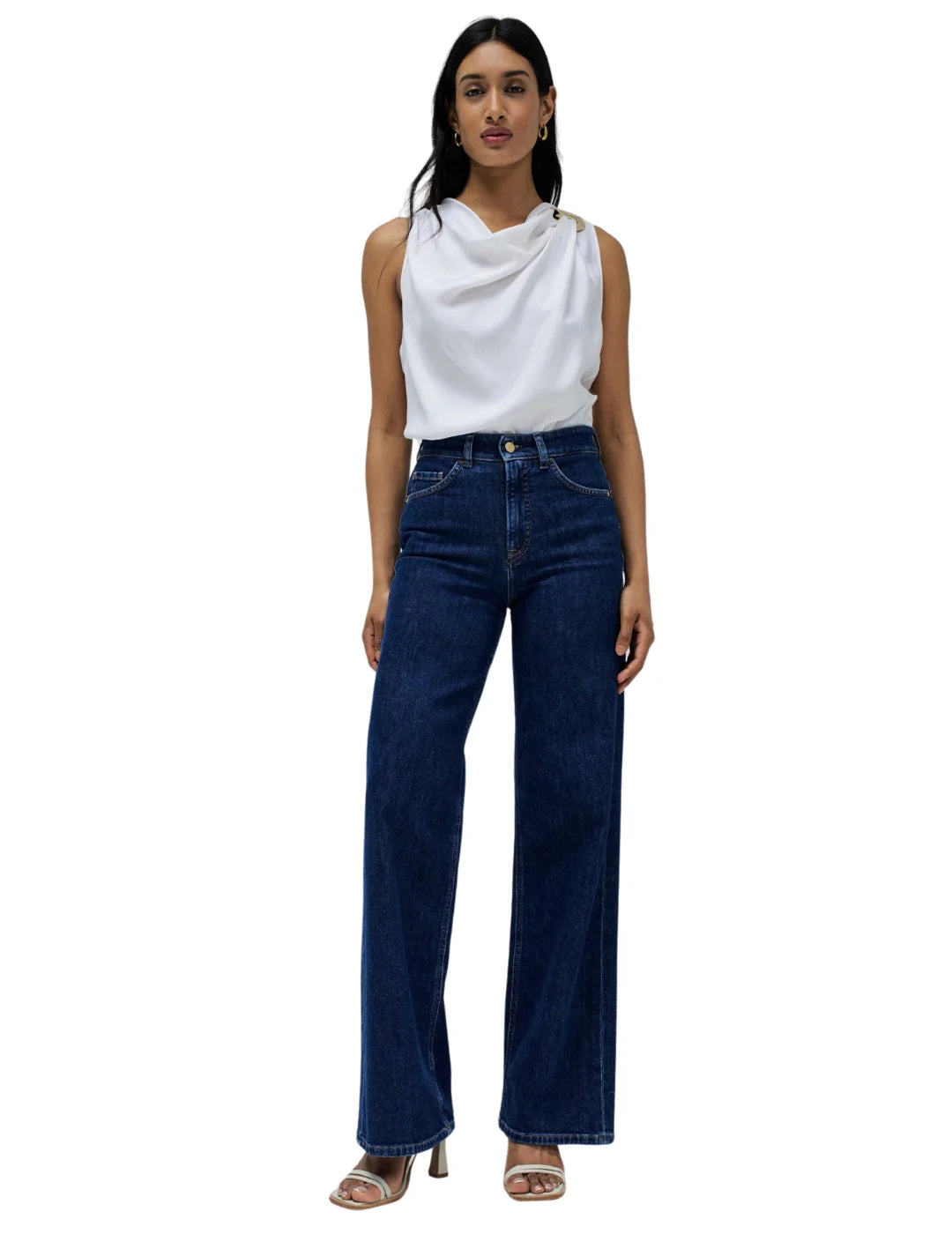 Top Drapeado Metal Salsa Jeans Blanco | Bicos de Fío
