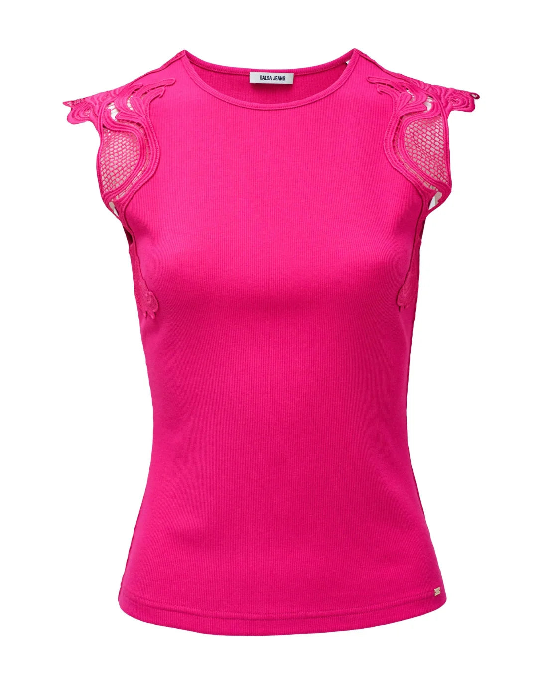 Top Encaje Hombro Salsa Jeans Fucsia | Bicos de Fío