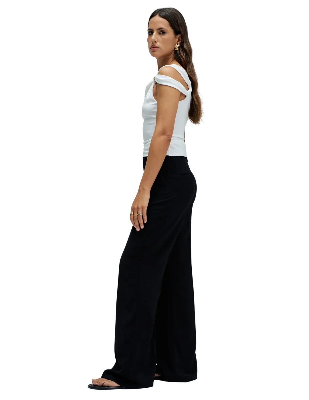 Top Escote Asimétrico Salsa Jeans Blanco | Bicos de Fío
