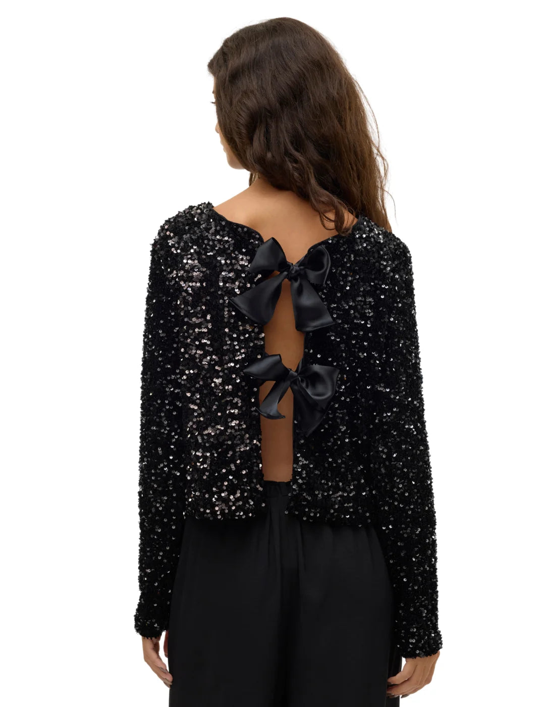 Top Lentejuelas Vero Moda Laila Negro | Bicos de Fío