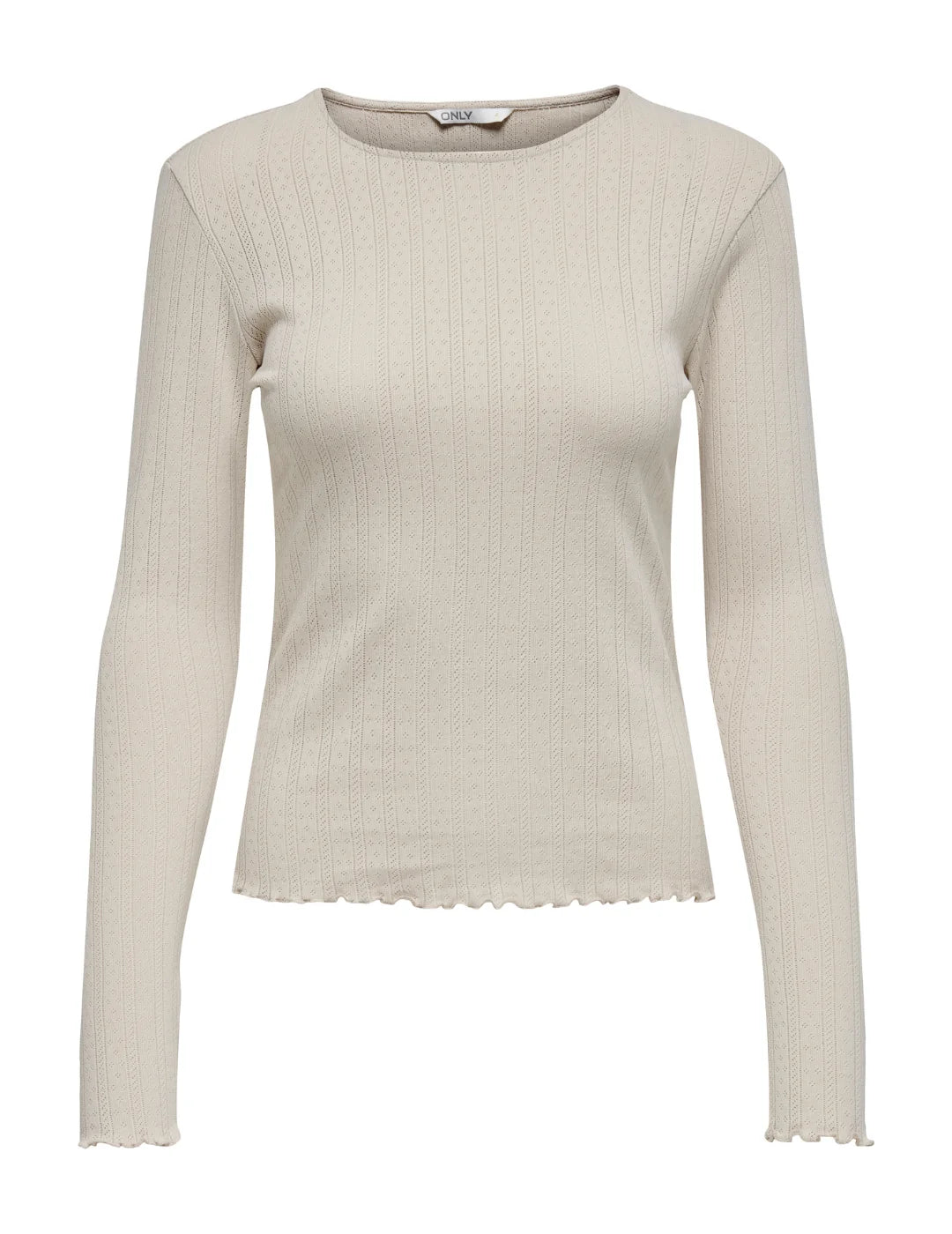 Top Manga Larga ONLY Carlotta Beige | Bicos de Fío