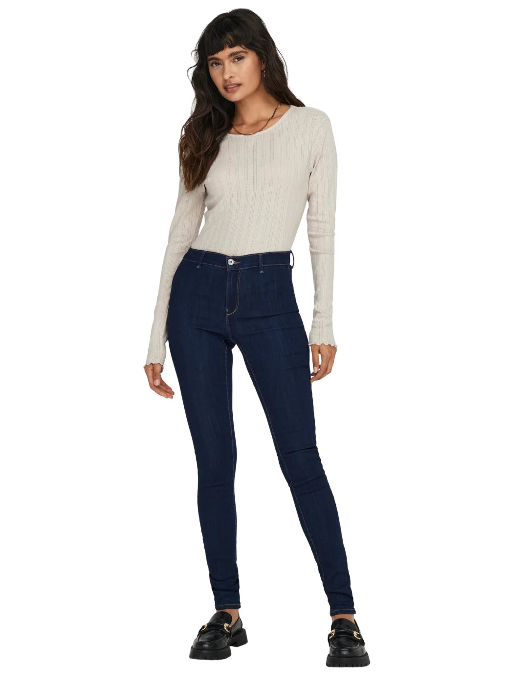 Top Manga Larga ONLY Carlotta Beige | Bicos de Fío