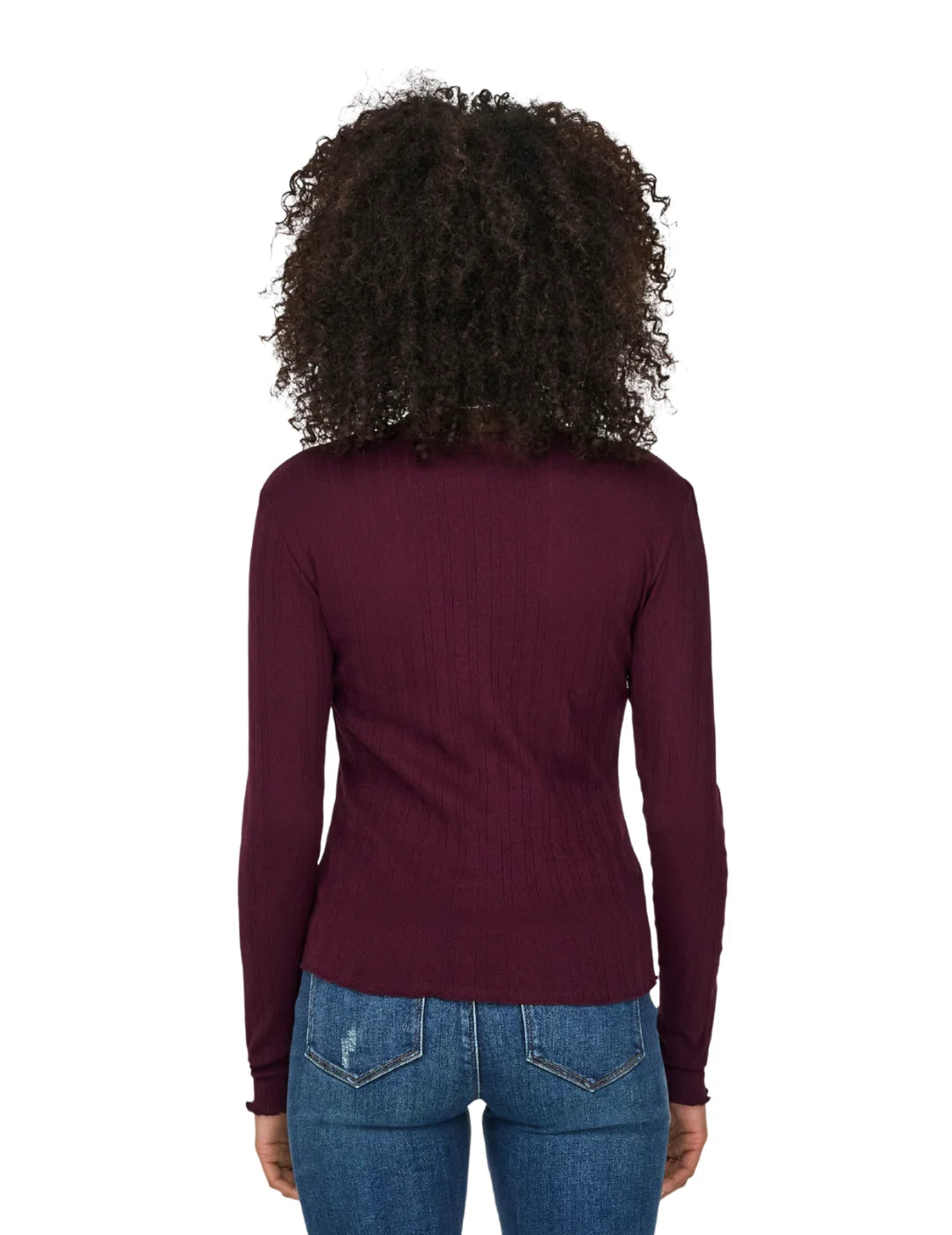 Top Manga Larga ONLY Carlotta Granate | Bicos de Fío