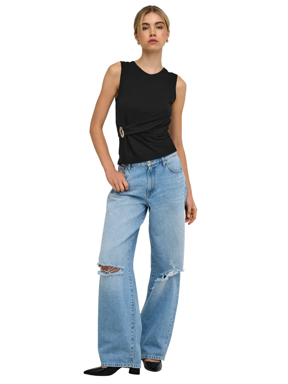 Top ONLY Haze Hebilla Negro | Bicos de Fío