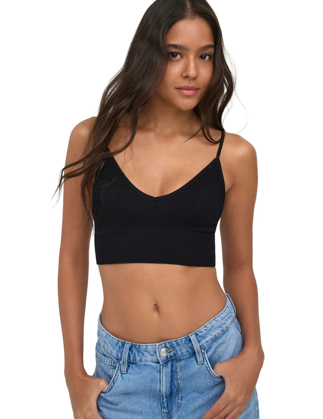 Crop Top ONLY Vicky Negro | Bicos de Fío