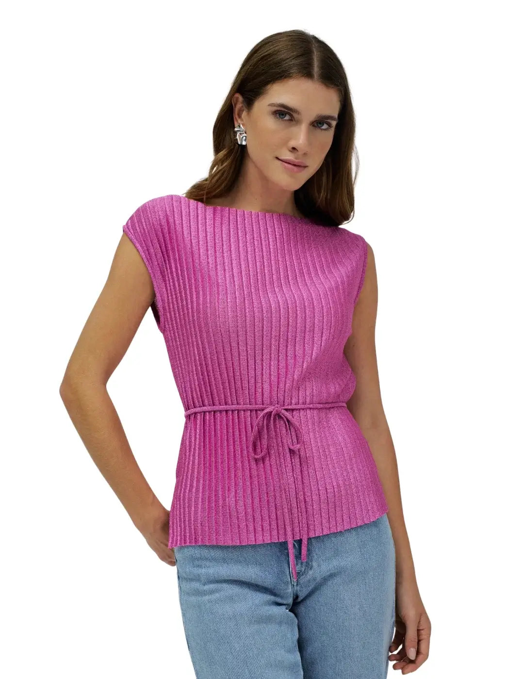 Top Plisado Salsa Jeans Fucsia | Bicos de Fío