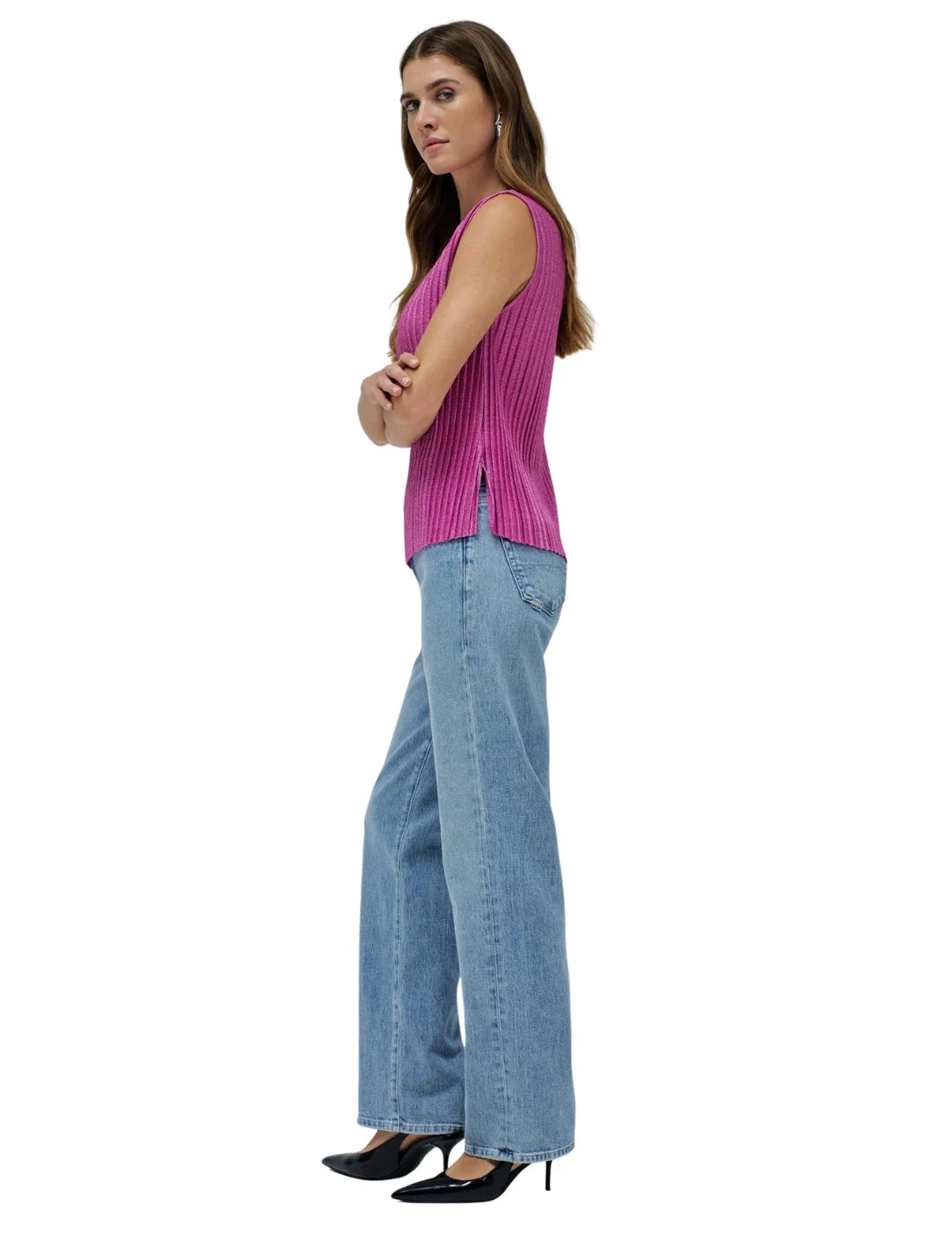 Top Plisado Salsa Jeans Fucsia | Bicos de Fío