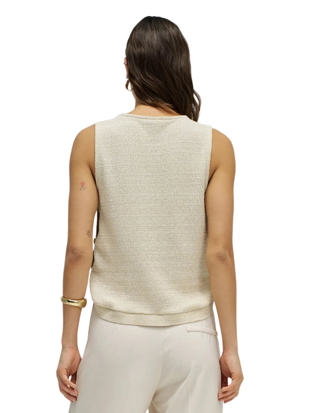 Top Punto Lurex Botones Salsa Jeans Beige | Bicos de Fío