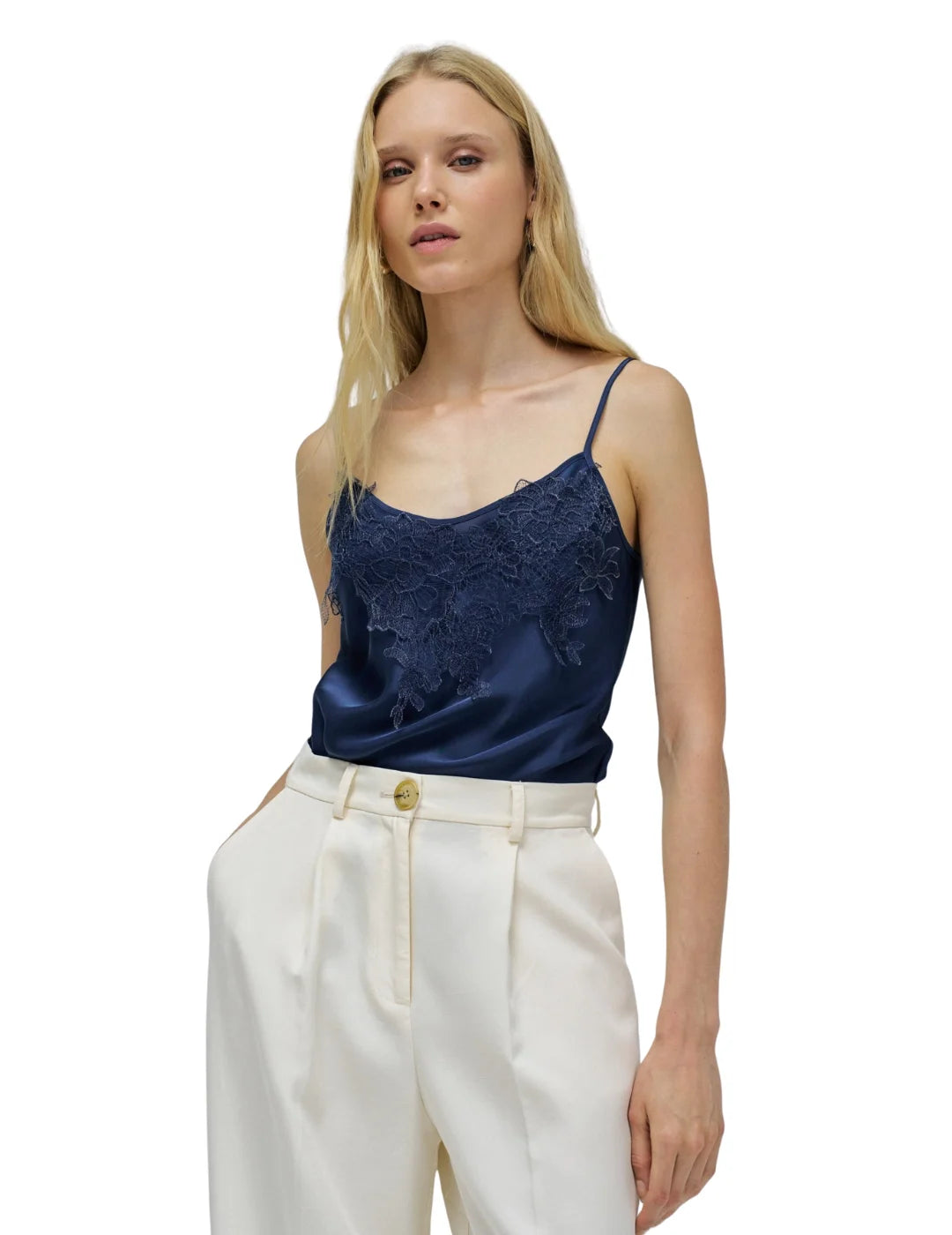 Top Tirantes Satinado Salsa Jeans Azul | Bicos de Fío