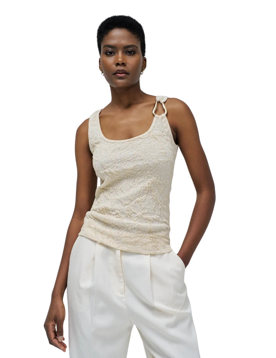 Top Textura Lurex Salsa Jeans Crudo | Bicos de Fío