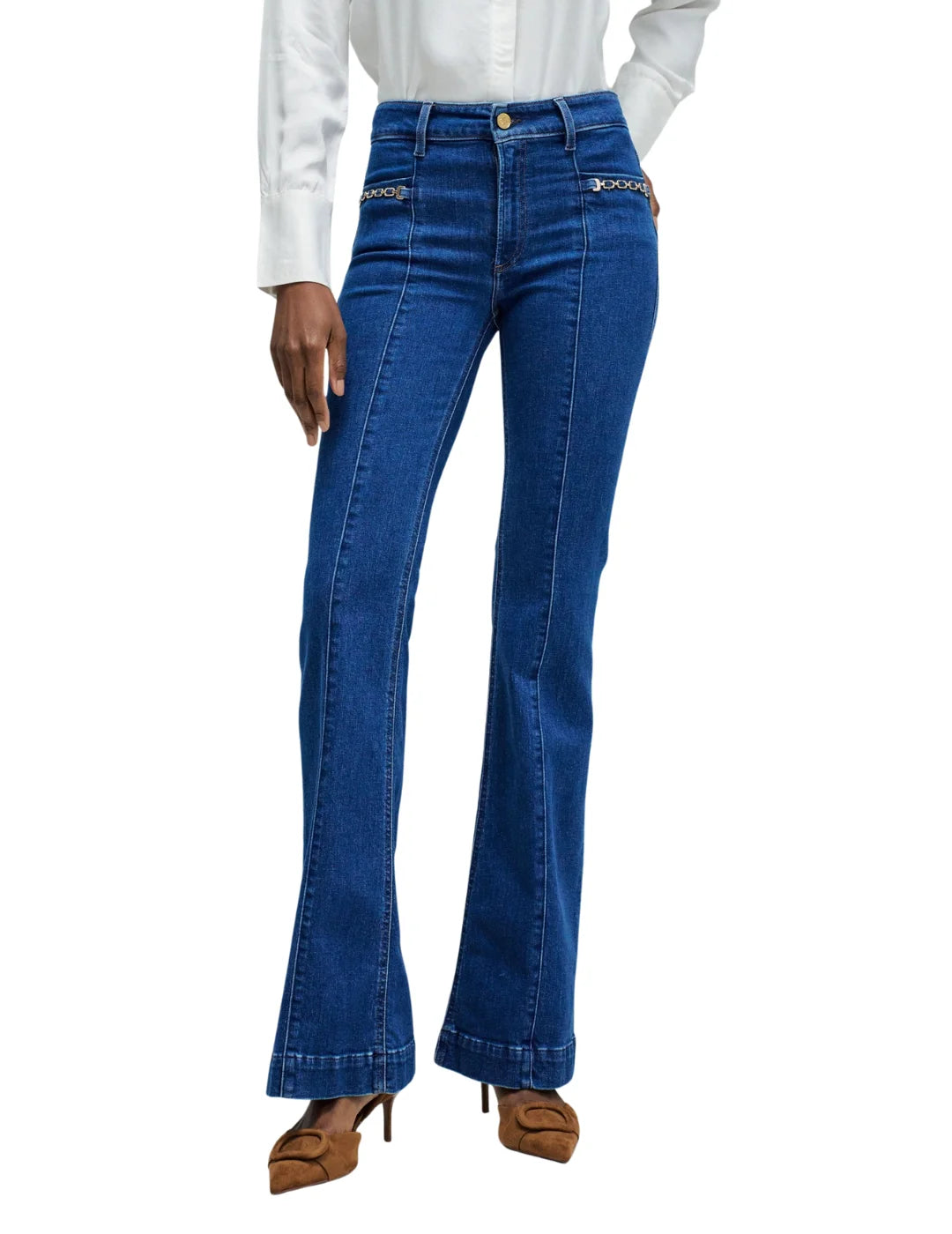 Vaqueros Destiny Push Up Flare Cadena Salsa Jeans Azul | Bicos de Fío