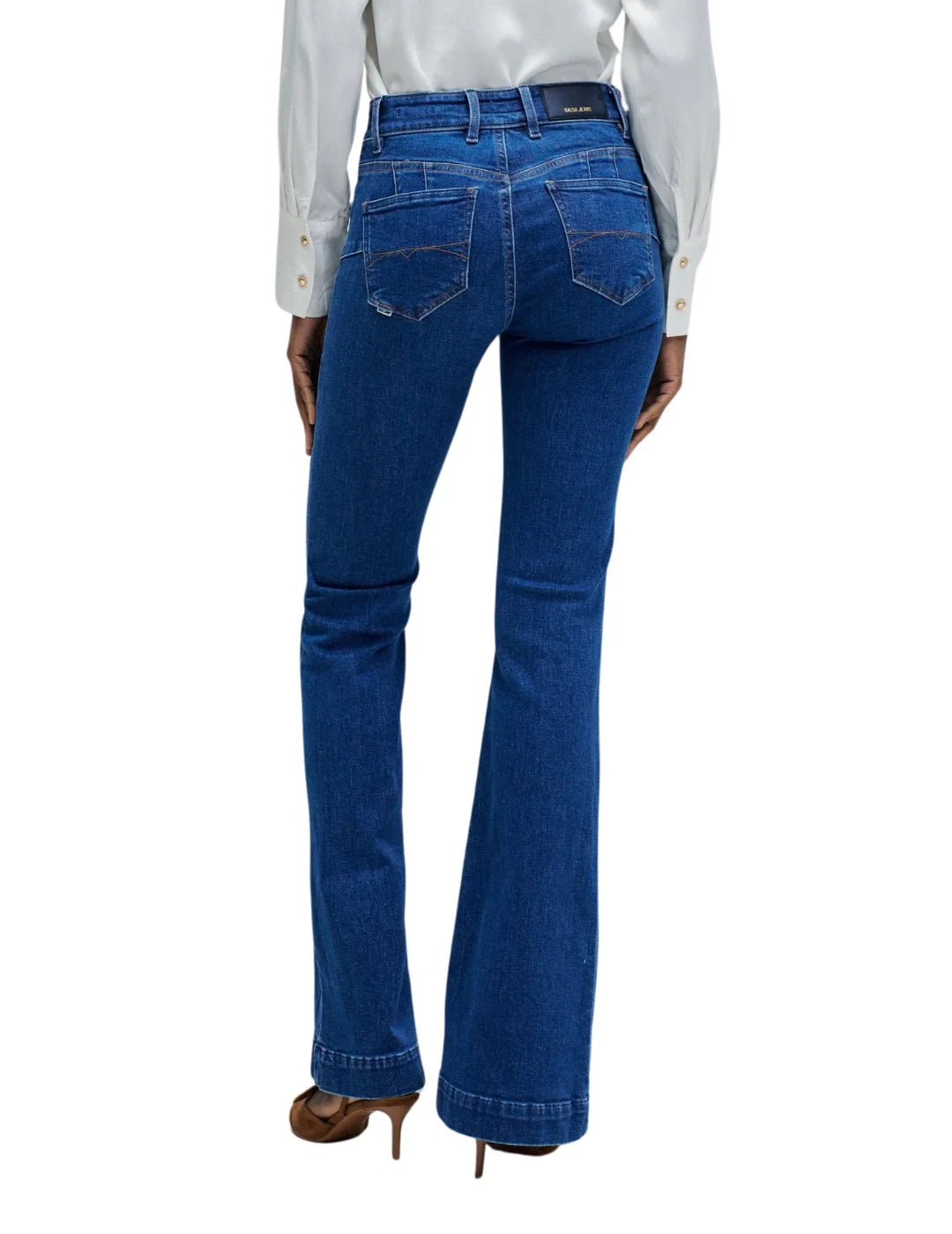 Vaqueros Destiny Push Up Flare Cadena Salsa Jeans Azul | Bicos de Fío