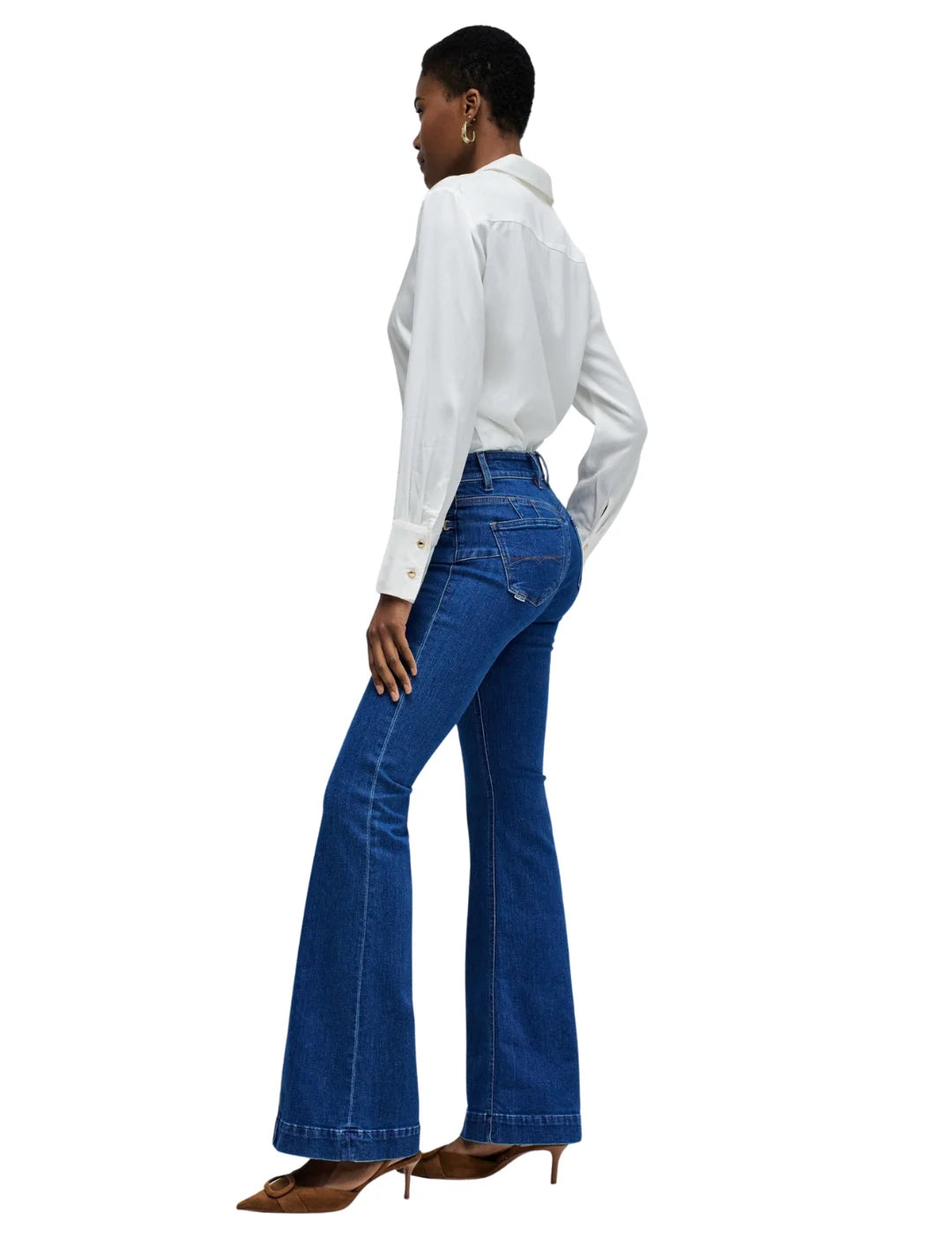 Vaqueros Destiny Push Up Flare Cadena Salsa Jeans Azul | Bicos de Fío