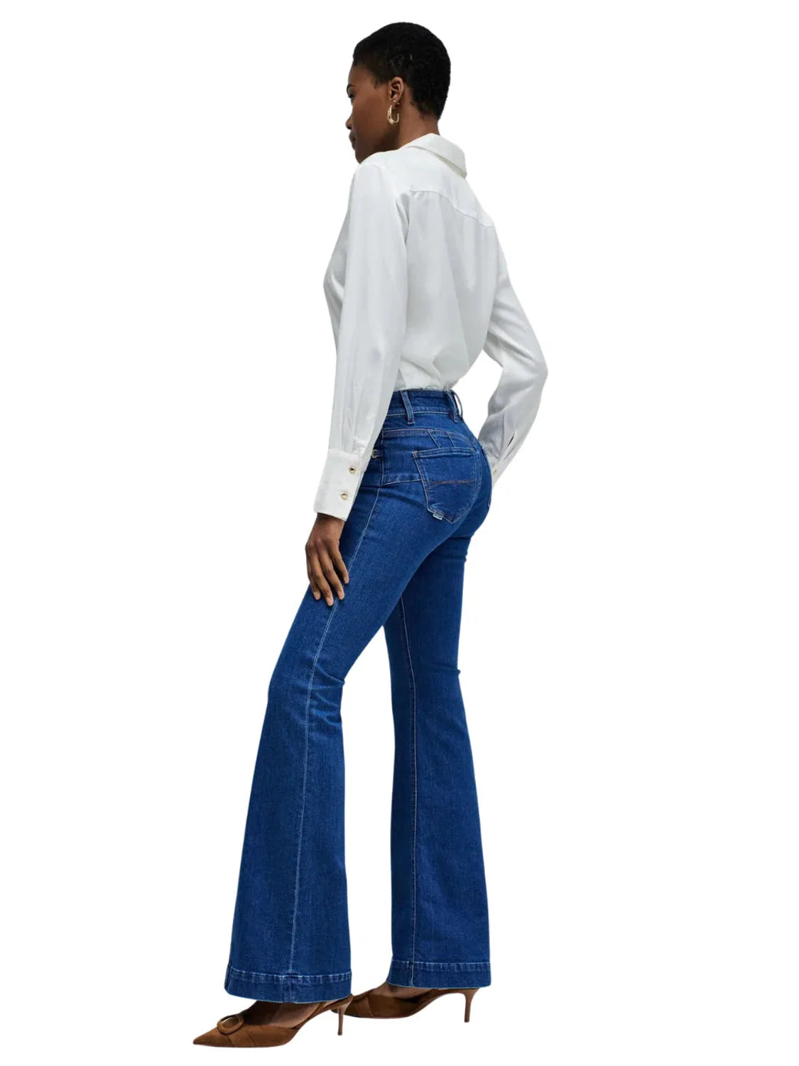 Vaqueros Destiny Push Up Flare Cadena Salsa Jeans Azul | Bicos de Fío