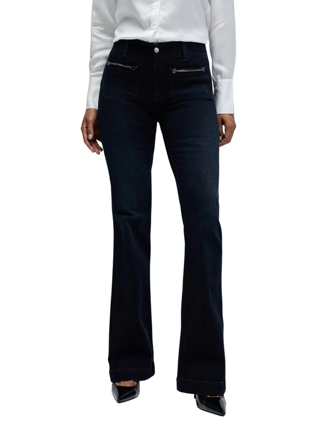 Vaqueros Destiny Push Up Flare Salsa Jeans Azul Oscuro | Bicos de Fío