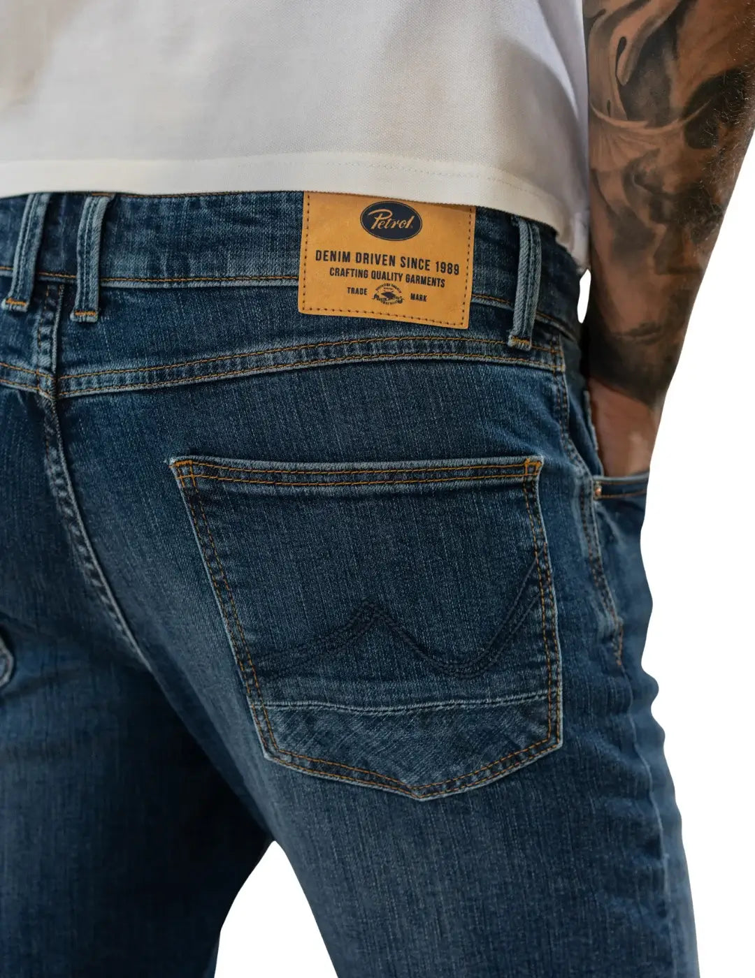 Vaqueros Petrol Industries Starling Worn Blue | Bicos de Fío