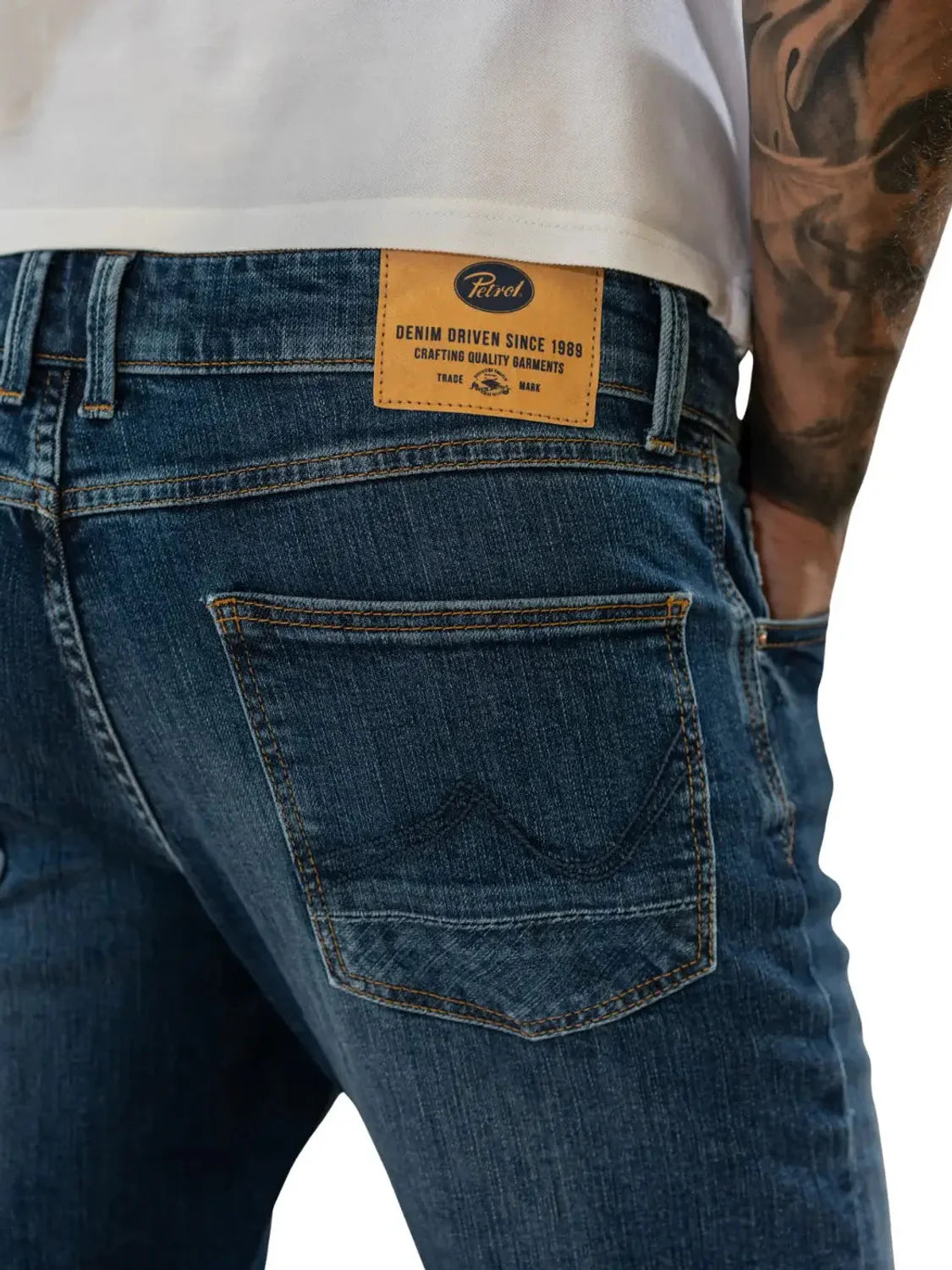 Vaqueros Petrol Industries Starling Worn Blue | Bicos de Fío