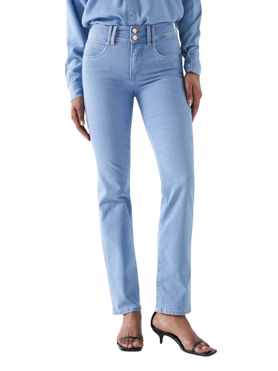 Vaqueros Salsa Jeans Secret Straight Azul Claro | Bicos de Fío
