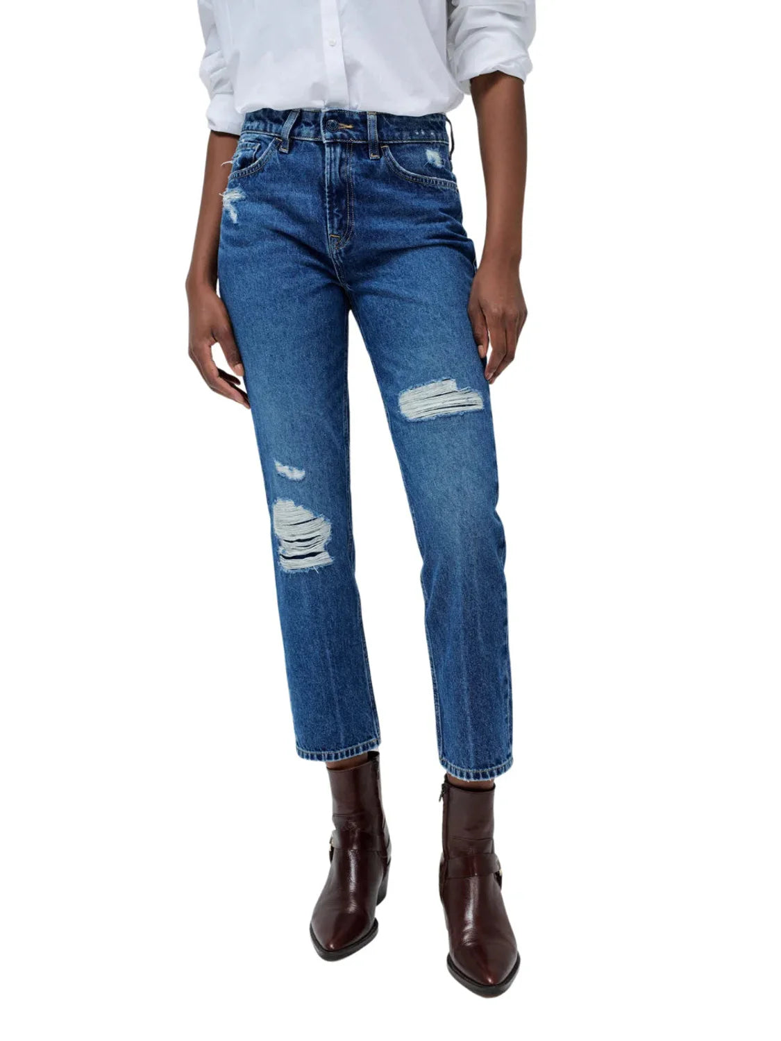 Vaqueros Salsa Jeans True Con Rotos Azul | Bicos de Fío
