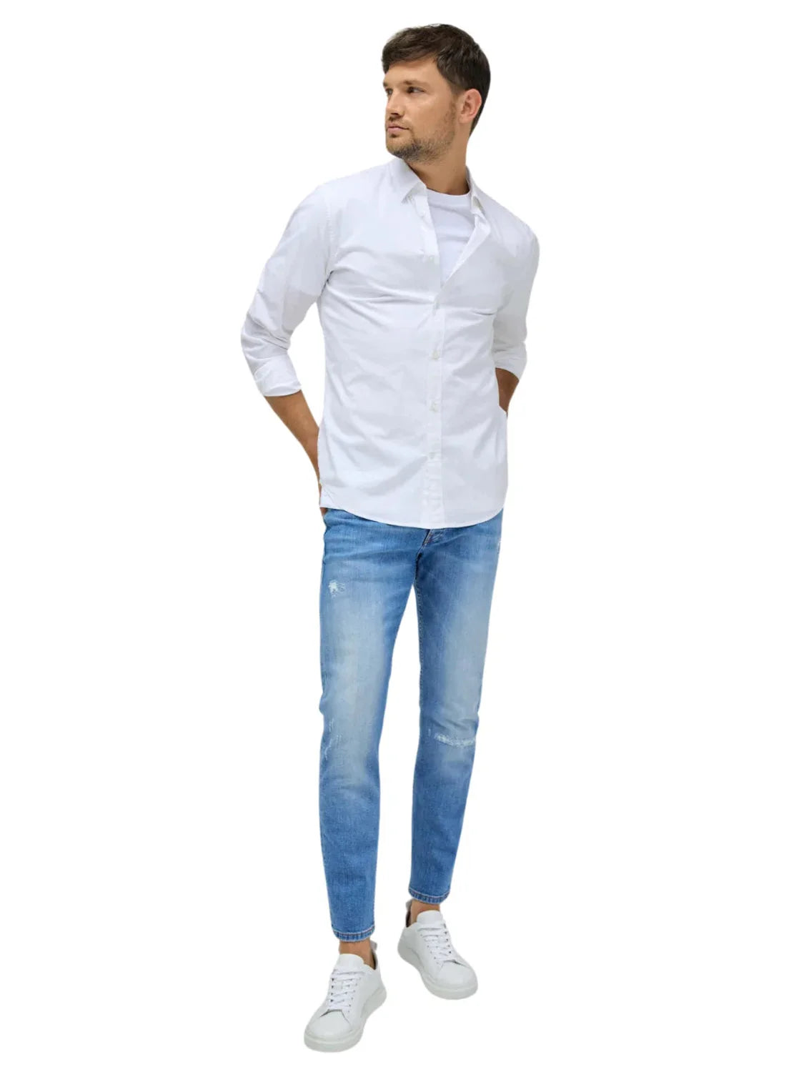 Vaqueros Salsa Jeans Slim Ligeros Rotos Azul | Bicos de Fío