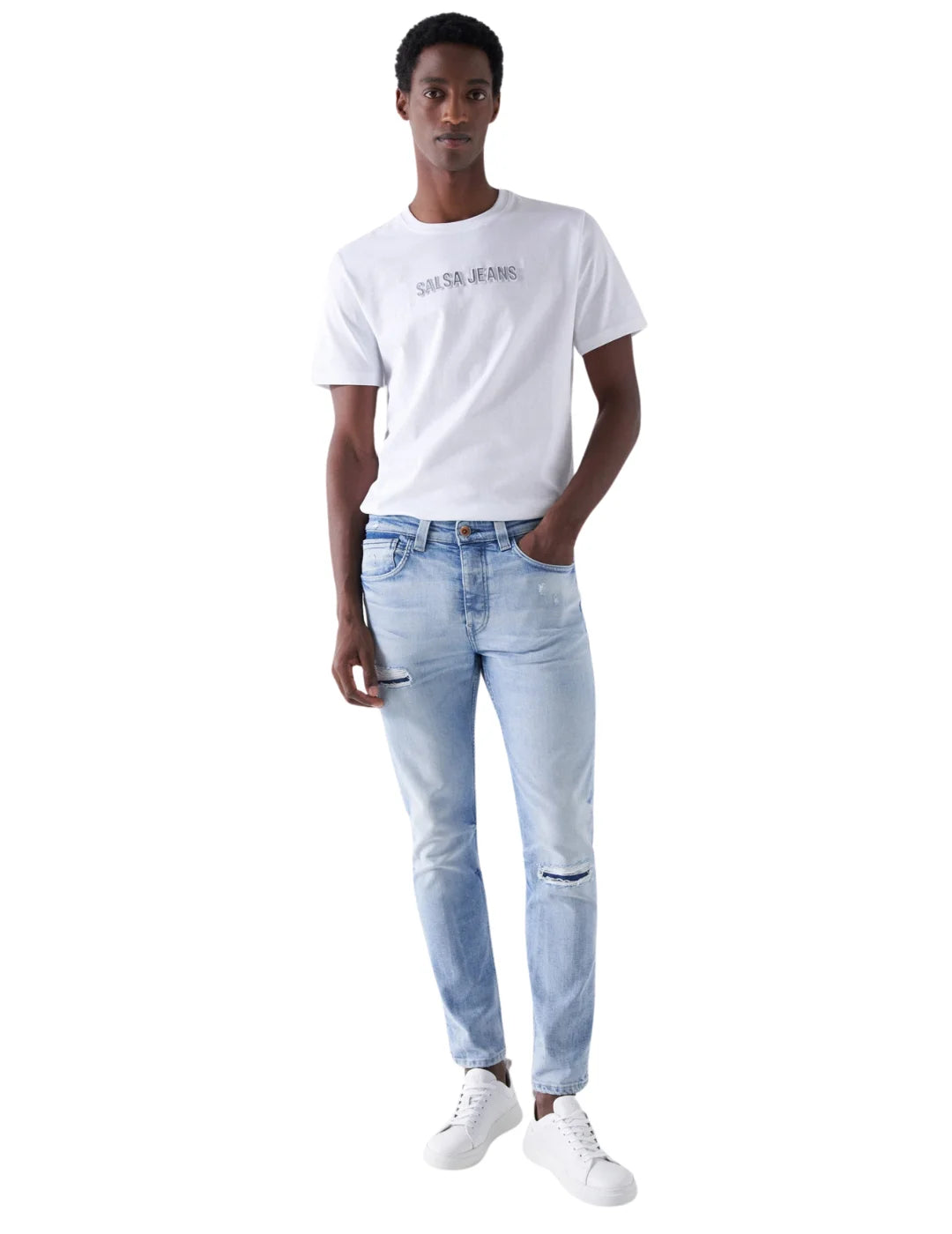 Vaqueros Slim Craft Series Salsa Jeans Azul | Bicos de Fío