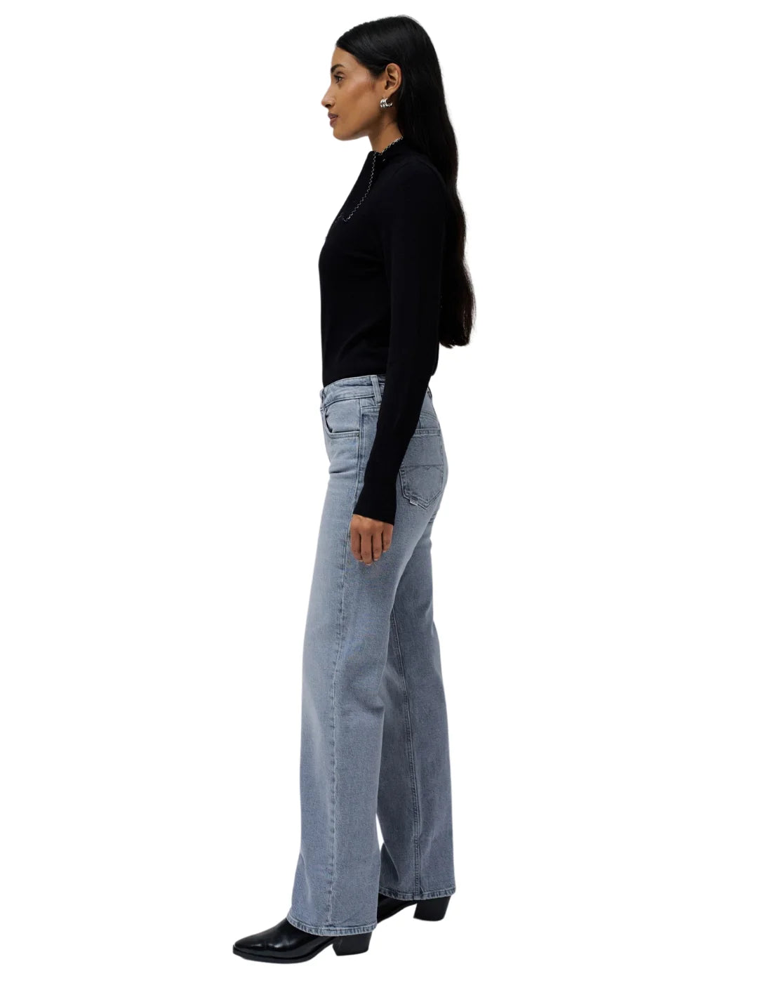 Vaqueros Salsa Jeans True Straight Bajo Vuelto Gris | Bicos de Fío