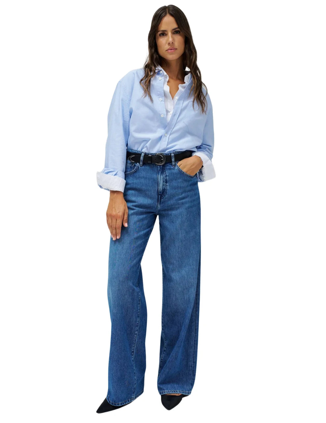 Vaqueros Salsa Jeans Wide Leg Azul | Bicos de Fío