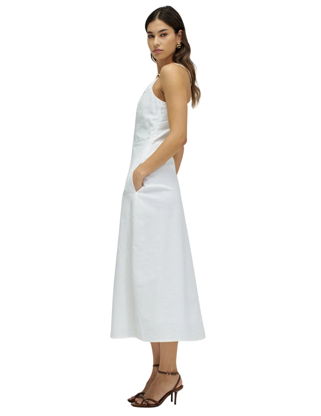 Vestido A-Line Salsa Jeans Aplique Blanco | Bicos de Fío