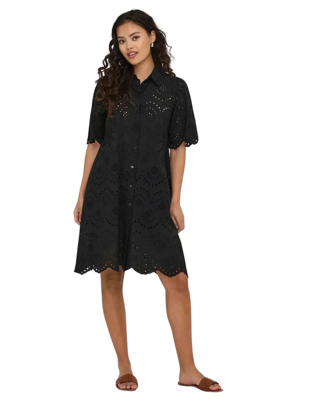 Vestido Camisero ONLY Valais Negro | Bicos de Fío