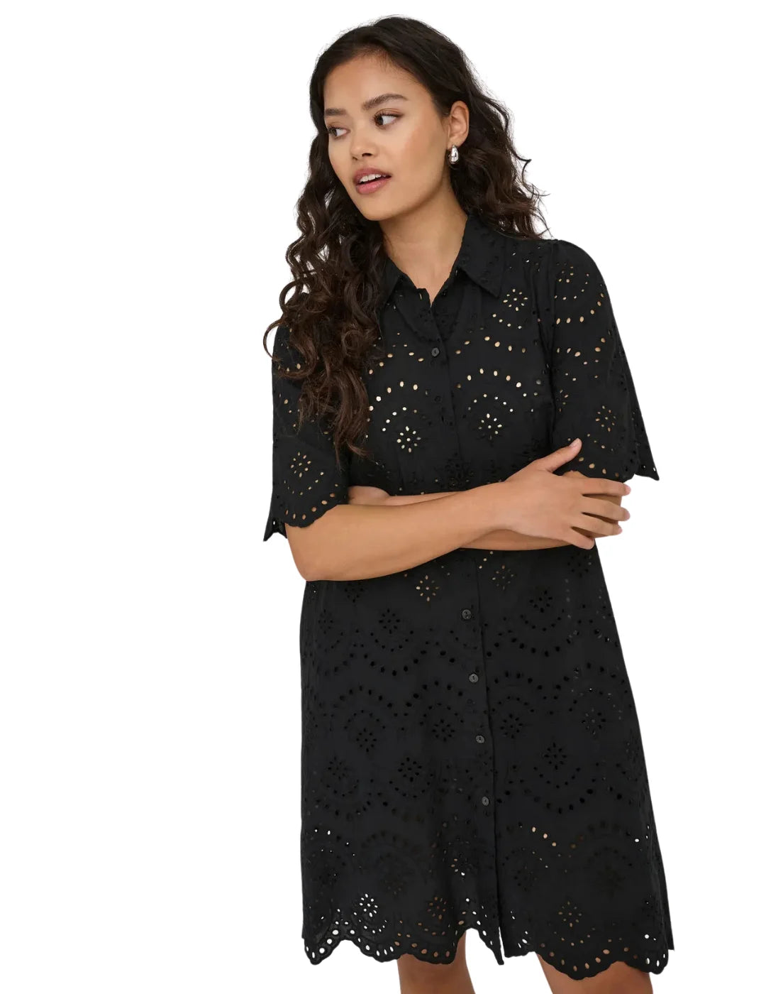 Vestido Camisero ONLY Valais Negro | Bicos de Fío