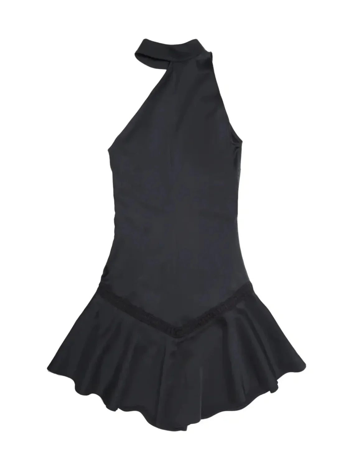 Vestido Mini Satinado BALMOHK Negro | Bicos de Fío